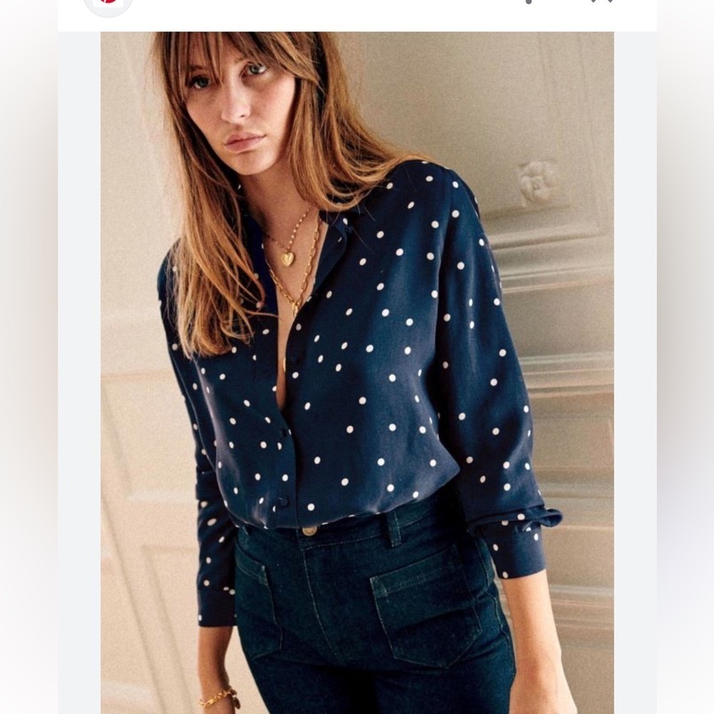 Sezane Ann Polka Dot Silk Blouse Shirt (36 US 4)